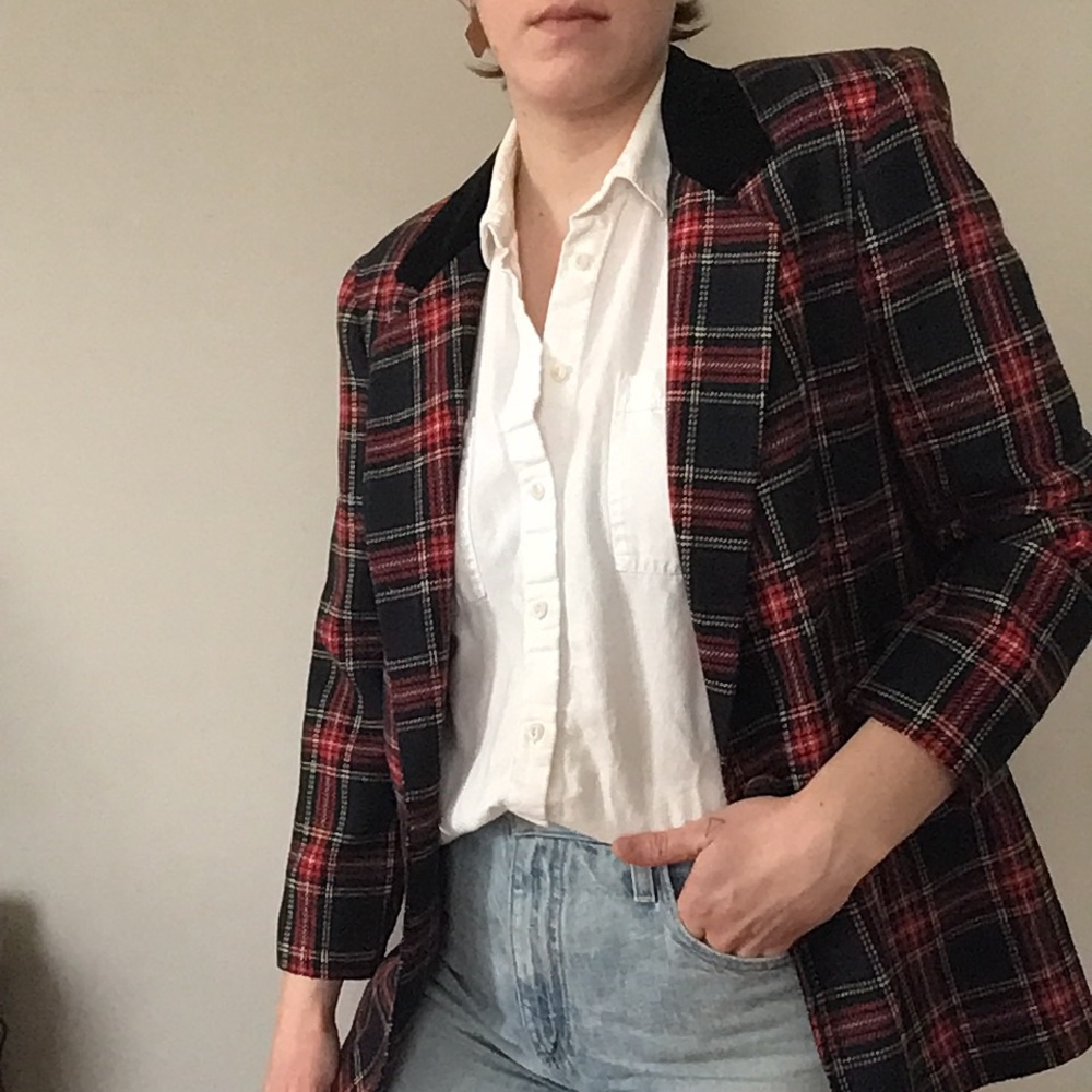 Vintage Sag Harbor tartan plaid blazer